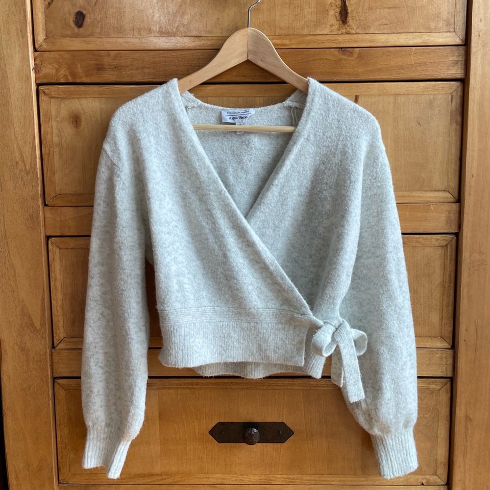 & other stories wrap cardigan in white melange